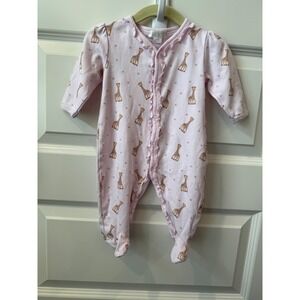 Kissy Kissy Sophie The giraffe Baby Footed Pajamas 3-6M Pink Print Ruffle Trim